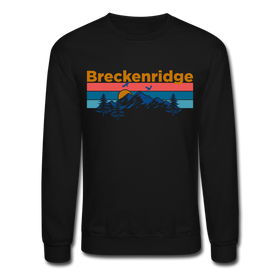 Breckenridge, Colorado Sweatshirt - Retro Mountain & Birds Breckenridge Crewneck Sweatshirt - black