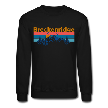 Breckenridge, Colorado Sweatshirt - Retro Mountain & Birds Breckenridge Crewneck Sweatshirt - black