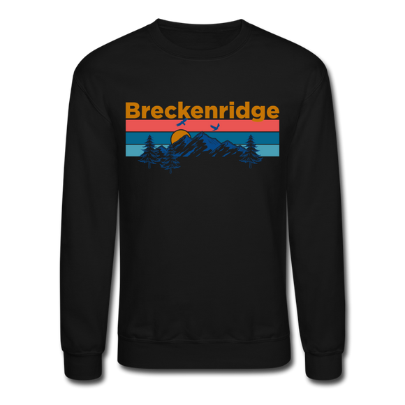 Breckenridge, Colorado Sweatshirt - Retro Mountain & Birds Breckenridge Crewneck Sweatshirt - black