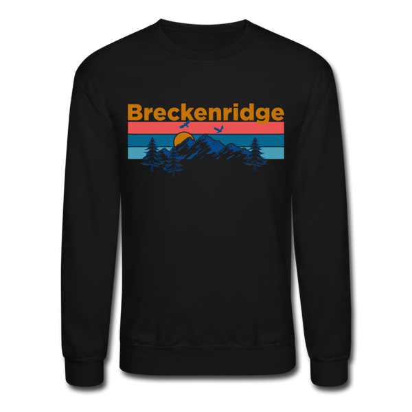 Breckenridge, Colorado Sweatshirt - Retro Mountain & Birds Breckenridge Crewneck Sweatshirt - black