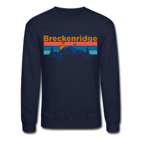 Breckenridge, Colorado Sweatshirt - Retro Mountain & Birds Breckenridge Crewneck Sweatshirt - navy