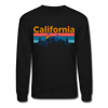 California Sweatshirt - Retro Mountain & Birds California Crewneck Sweatshirt - black