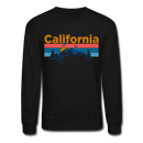 California Sweatshirt - Retro Mountain & Birds California Crewneck Sweatshirt - black