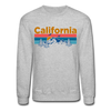 California Sweatshirt - Retro Mountain & Birds California Crewneck Sweatshirt - heather gray