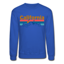 California Sweatshirt - Retro Mountain & Birds California Crewneck Sweatshirt - royal blue