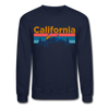 California Sweatshirt - Retro Mountain & Birds California Crewneck Sweatshirt - navy