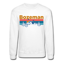 Bozeman, Montana Sweatshirt - Retro Mountain & Birds Bozeman Crewneck Sweatshirt - white