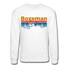 Bozeman, Montana Sweatshirt - Retro Mountain & Birds Bozeman Crewneck Sweatshirt - white