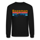 Bozeman, Montana Sweatshirt - Retro Mountain & Birds Bozeman Crewneck Sweatshirt - black