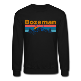 Bozeman, Montana Sweatshirt - Retro Mountain & Birds Bozeman Crewneck Sweatshirt - black