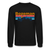 Bozeman, Montana Sweatshirt - Retro Mountain & Birds Bozeman Crewneck Sweatshirt - black