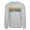 Bozeman, Montana Sweatshirt - Retro Mountain & Birds Bozeman Crewneck Sweatshirt - heather gray