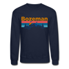 Bozeman, Montana Sweatshirt - Retro Mountain & Birds Bozeman Crewneck Sweatshirt - navy