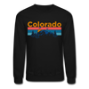 Colorado Sweatshirt - Retro Mountain & Birds Colorado Crewneck Sweatshirt - black