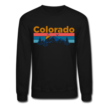 Colorado Sweatshirt - Retro Mountain & Birds Colorado Crewneck Sweatshirt - black