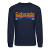 Colorado Sweatshirt - Retro Mountain & Birds Colorado Crewneck Sweatshirt - navy