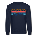 Colorado Sweatshirt - Retro Mountain & Birds Colorado Crewneck Sweatshirt - navy