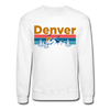 Denver, Colorado Sweatshirt - Retro Mountain & Birds Denver Crewneck Sweatshirt - white