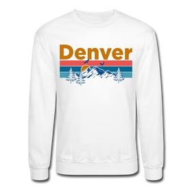 Denver, Colorado Sweatshirt - Retro Mountain & Birds Denver Crewneck Sweatshirt - white