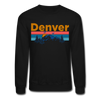 Denver, Colorado Sweatshirt - Retro Mountain & Birds Denver Crewneck Sweatshirt - black