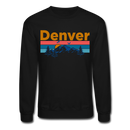 Denver, Colorado Sweatshirt - Retro Mountain & Birds Denver Crewneck Sweatshirt - black
