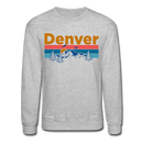 Denver, Colorado Sweatshirt - Retro Mountain & Birds Denver Crewneck Sweatshirt - heather gray