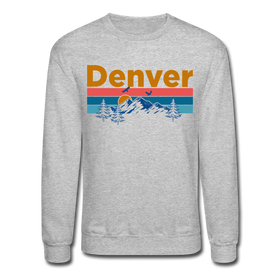 Denver, Colorado Sweatshirt - Retro Mountain & Birds Denver Crewneck Sweatshirt - heather gray