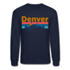 Denver, Colorado Sweatshirt - Retro Mountain & Birds Denver Crewneck Sweatshirt - navy
