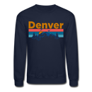 Denver, Colorado Sweatshirt - Retro Mountain & Birds Denver Crewneck Sweatshirt - navy