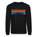 Chattanooga, Tennessee Sweatshirt - Retro Mountain & Birds Chattanooga Crewneck Sweatshirt - black