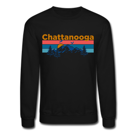 Chattanooga, Tennessee Sweatshirt - Retro Mountain & Birds Chattanooga Crewneck Sweatshirt - black