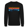 Chattanooga, Tennessee Sweatshirt - Retro Mountain & Birds Chattanooga Crewneck Sweatshirt - black