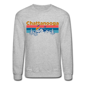 Chattanooga, Tennessee Sweatshirt - Retro Mountain & Birds Chattanooga Crewneck Sweatshirt - heather gray