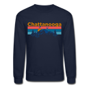 Chattanooga, Tennessee Sweatshirt - Retro Mountain & Birds Chattanooga Crewneck Sweatshirt - navy