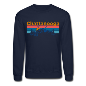 Chattanooga, Tennessee Sweatshirt - Retro Mountain & Birds Chattanooga Crewneck Sweatshirt - navy