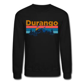 Durango, Colorado Sweatshirt - Retro Mountain & Birds Durango Crewneck Sweatshirt - black