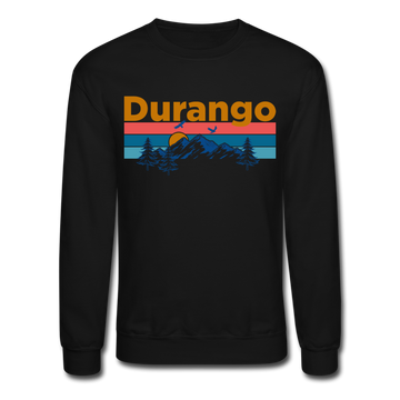 Durango, Colorado Sweatshirt - Retro Mountain & Birds Durango Crewneck Sweatshirt - black