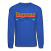 Durango, Colorado Sweatshirt - Retro Mountain & Birds Durango Crewneck Sweatshirt - royal blue