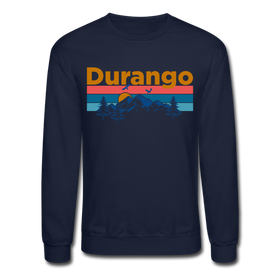 Durango, Colorado Sweatshirt - Retro Mountain & Birds Durango Crewneck Sweatshirt - navy