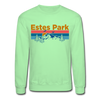 Estes Park, Colorado Sweatshirt - Retro Mountain & Birds Estes Park Crewneck Sweatshirt - lime
