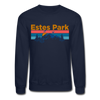 Estes Park, Colorado Sweatshirt - Retro Mountain & Birds Estes Park Crewneck Sweatshirt - navy