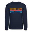 Estes Park, Colorado Sweatshirt - Retro Mountain & Birds Estes Park Crewneck Sweatshirt - navy
