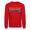 Estes Park, Colorado Sweatshirt - Retro Mountain & Birds Estes Park Crewneck Sweatshirt - red