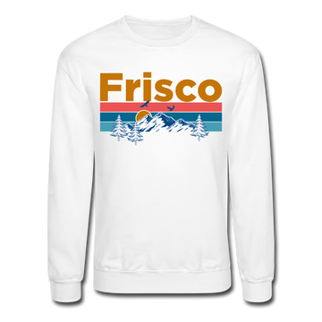 Frisco, Colorado Sweatshirt - Retro Mountain & Birds Frisco Crewneck Sweatshirt - white