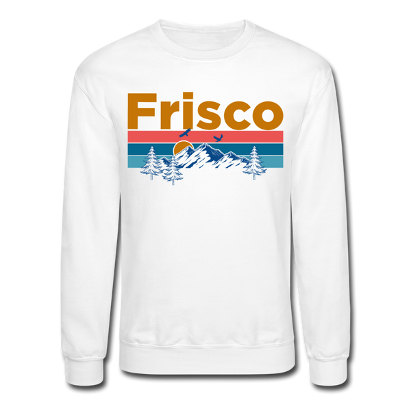 Frisco, Colorado Sweatshirt - Retro Mountain & Birds Frisco Crewneck Sweatshirt - white