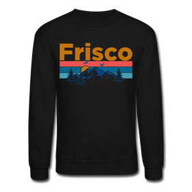 Frisco, Colorado Sweatshirt - Retro Mountain & Birds Frisco Crewneck Sweatshirt - black