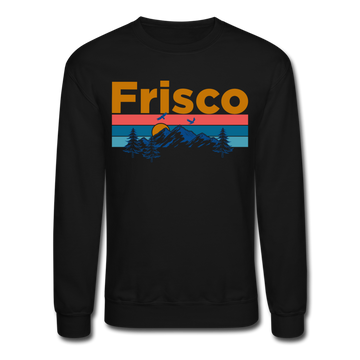 Frisco, Colorado Sweatshirt - Retro Mountain & Birds Frisco Crewneck Sweatshirt - black