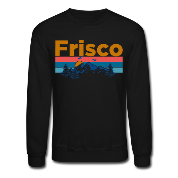 Frisco, Colorado Sweatshirt - Retro Mountain & Birds Frisco Crewneck Sweatshirt - black