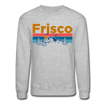Frisco, Colorado Sweatshirt - Retro Mountain & Birds Frisco Crewneck Sweatshirt - heather gray
