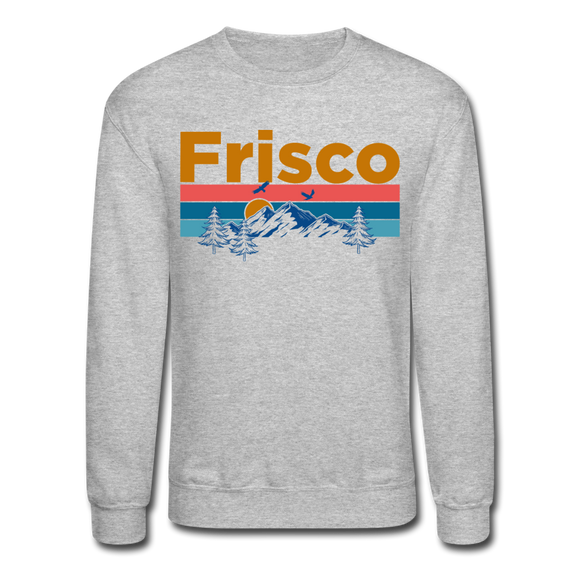 Frisco, Colorado Sweatshirt - Retro Mountain & Birds Frisco Crewneck Sweatshirt - heather gray